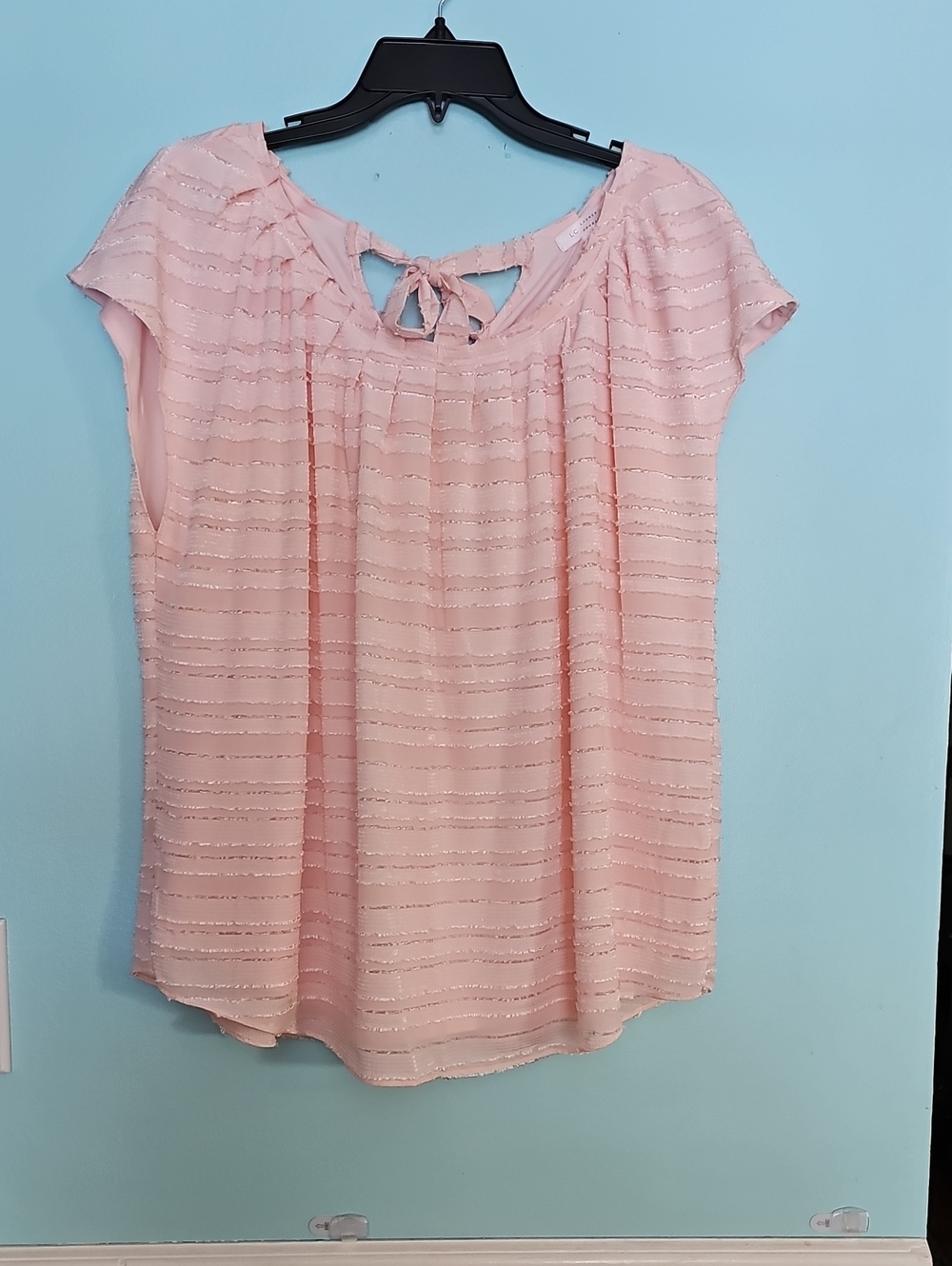 LC Lauren Conrad Pink Metallic-Striped Tie-Back Blouse